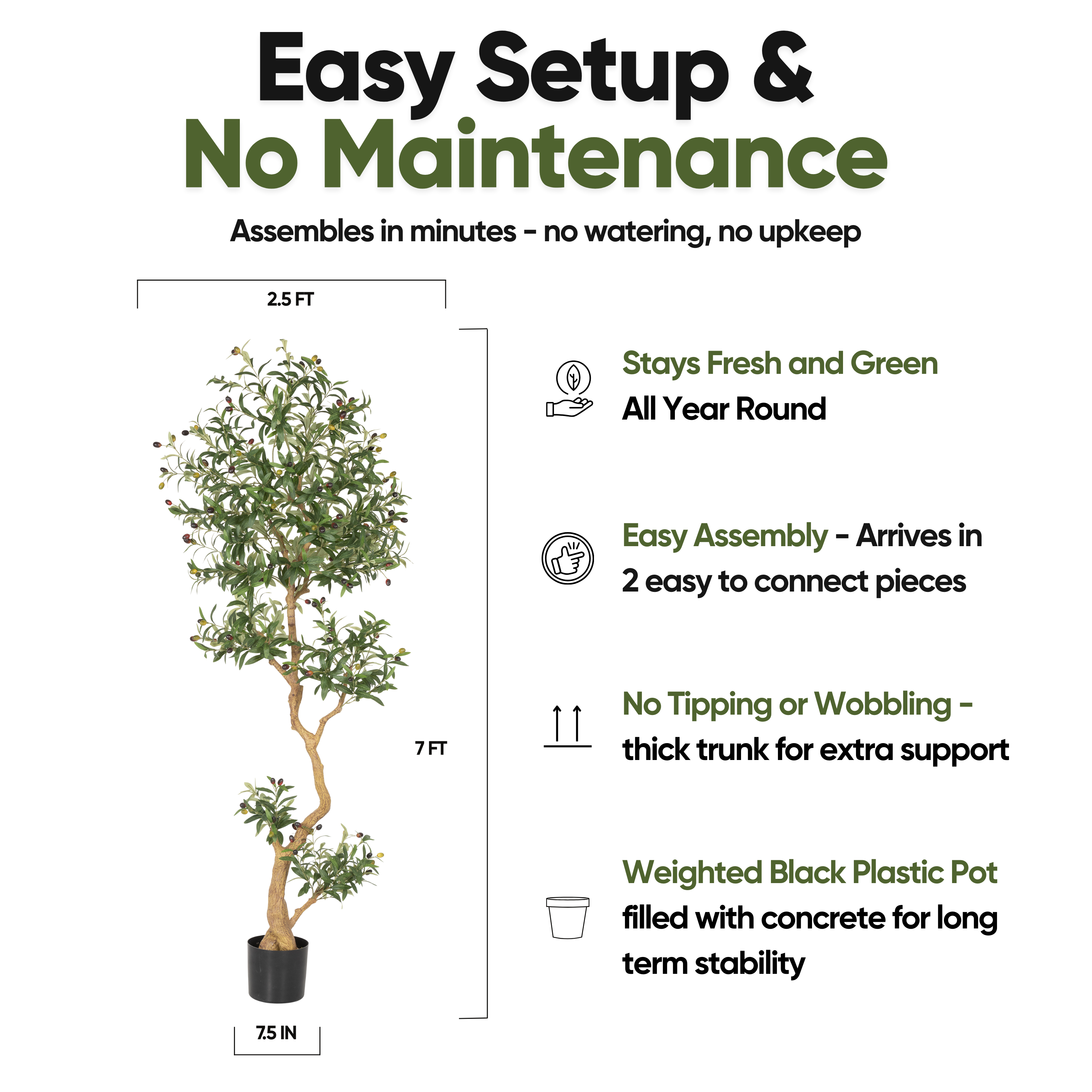 Faux Olive Tree 7 Ft
